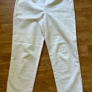 White cotton stretch ankle pants, size 12 , by Lafayette, 148 New York